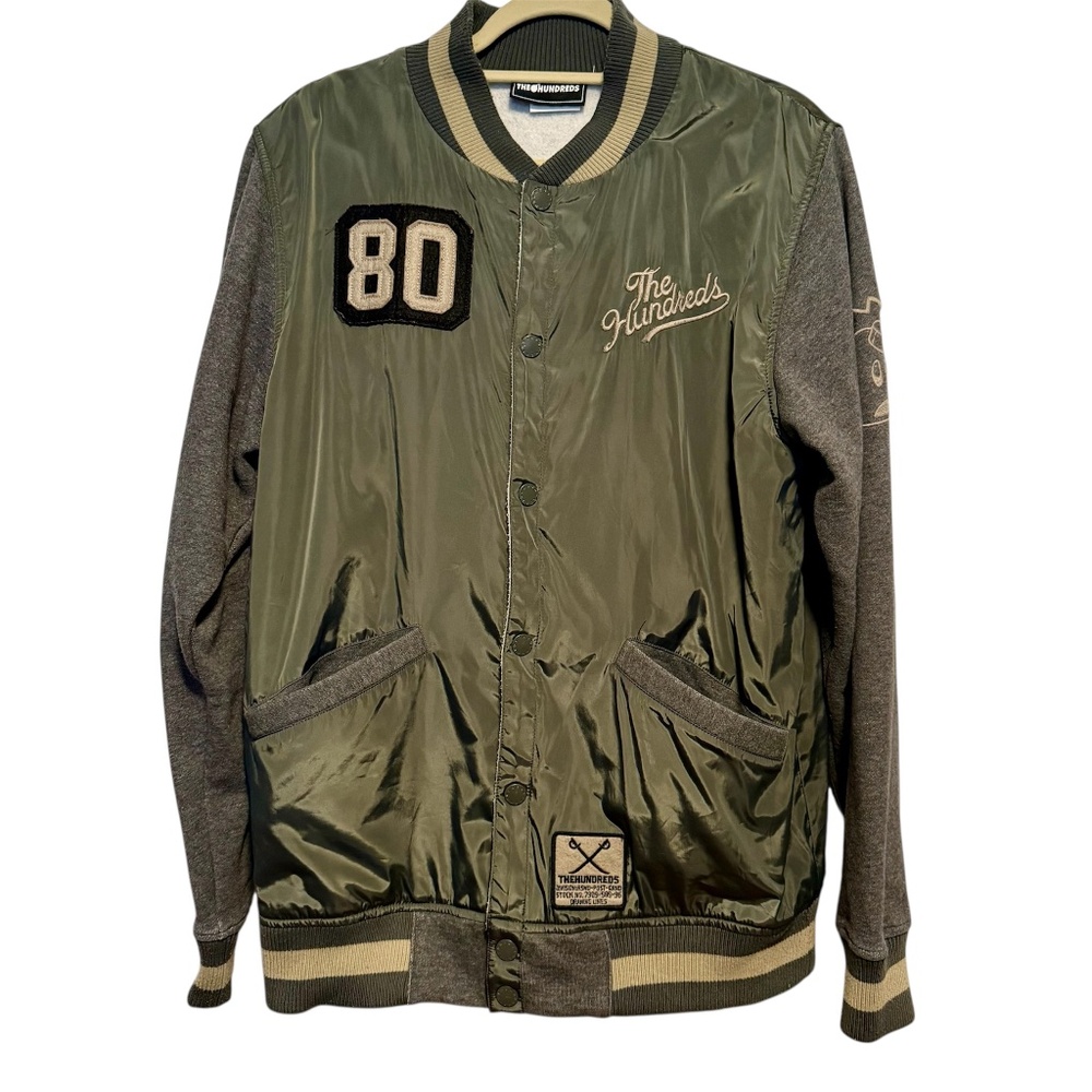 The Hundreds Drawing Lines Nylon Varsity Bomber Jacket Size Large Streetwear